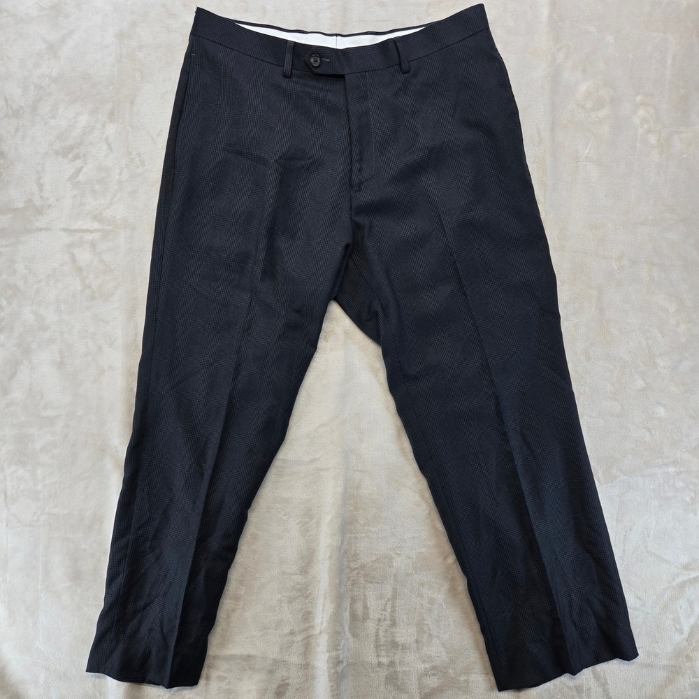 Ralph Lauren Dress Pants Mens 34x30 Black Glen Plaid Excellent Flat Front